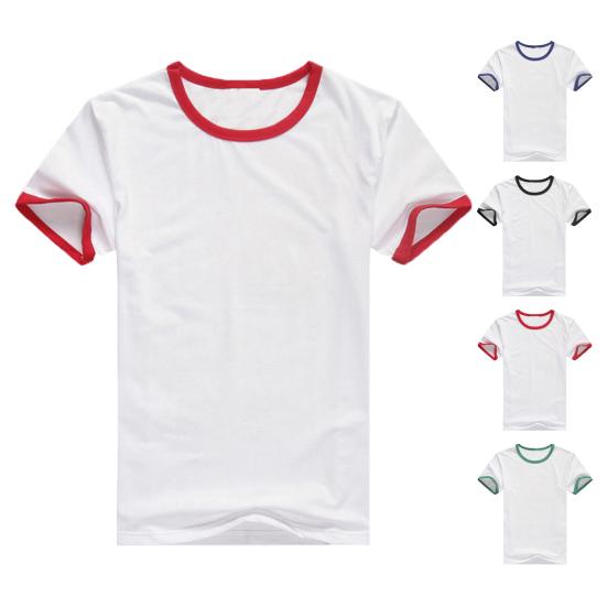 Men Summer Sports T-shirt Short Sleeve O Neck Sweat Absorption Quick Dry Soft Breathable Contrast Color Elastic Advertising Shirt Sports Meet Top