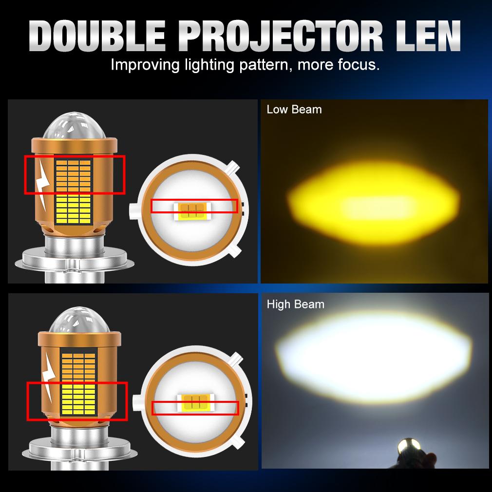 1Pc H4 LED Motorrad Scheinwerfer Birne 18000LM H6 BA20D Led Moto Licht Hohe Abblendlicht Weiß Gelb Lampe Canbus für Yamaha Kawasaki Suzuki