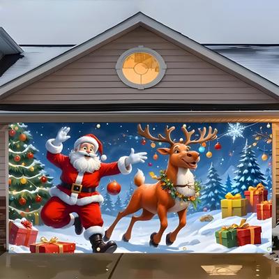 Tela de Fondo Navideño 480x210cm Fondo Grande para Fiesta Navideña para Decoración de Pared Fácil Instalación Atrezzo para Fotomatón