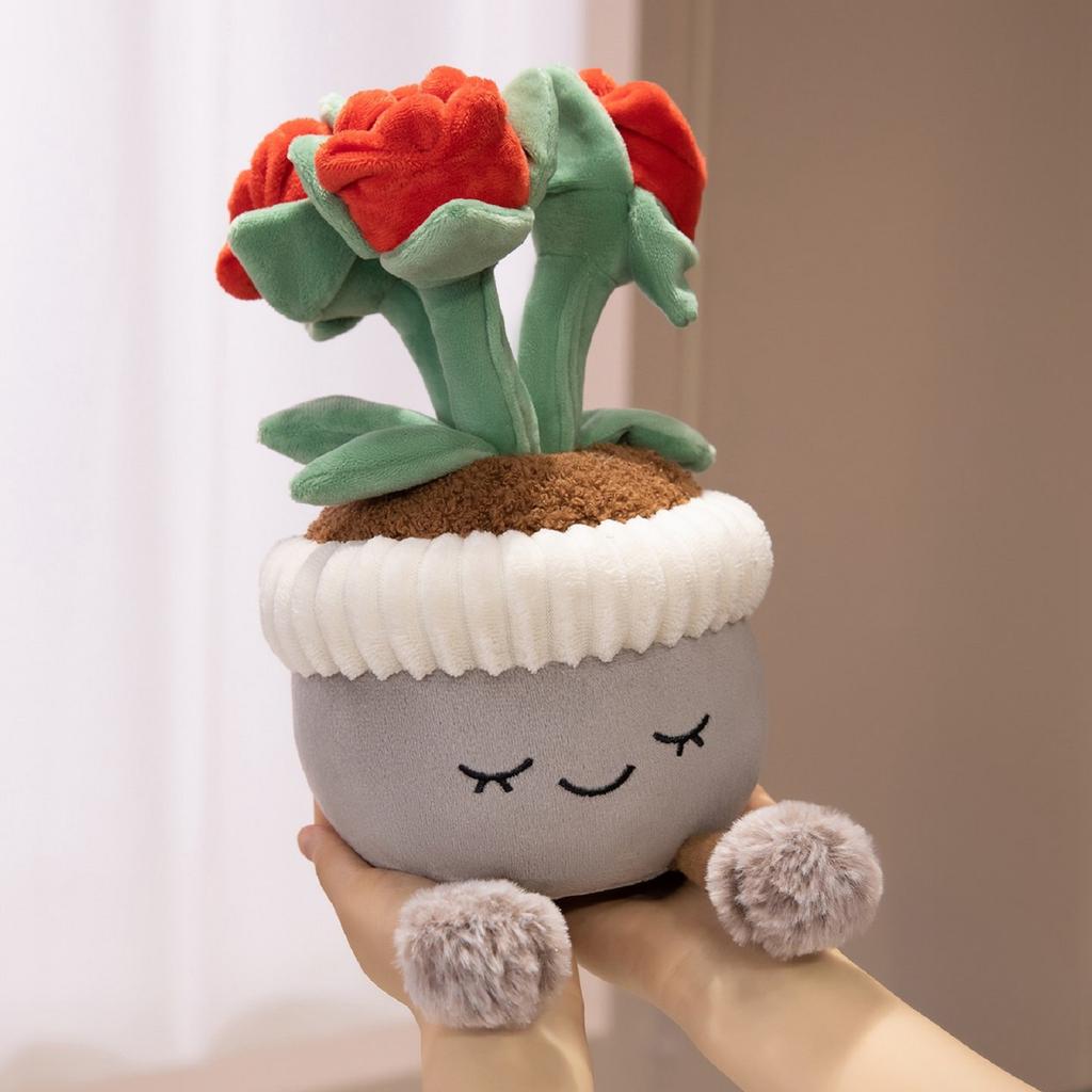 Cute Cartoon Potted Plant Ornament Plush Toy Doll Desktop Decoration Flower Doll Girl Gift,Cute Ornament,Children, Couple Doll Gifts,1pc