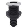 Marine Drain Fitting 1 Inch Boat Deck Drain Outlet with Straight Threaded Body, Nylon Construction and Stainless Steel Outer Trim for Hull Repair