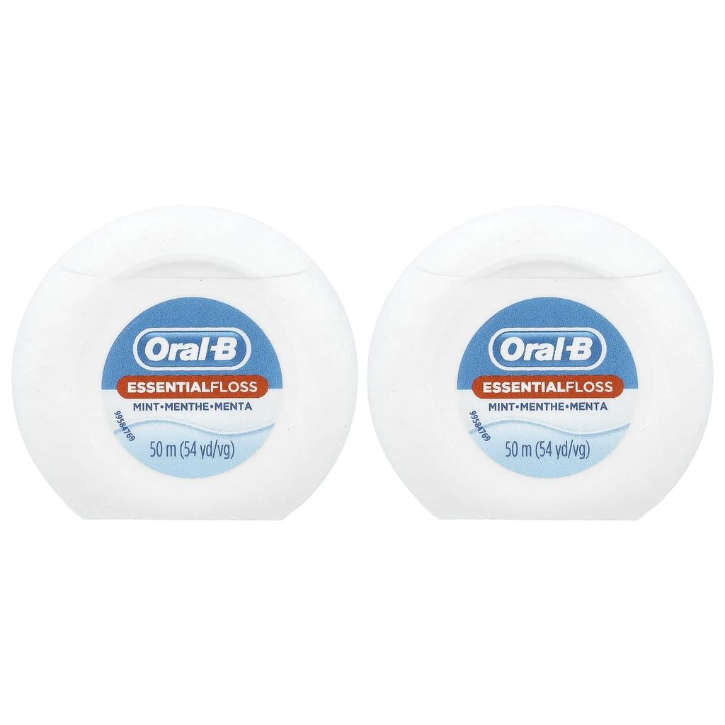 Oral-B Essential Dental Floss Value Pack, Mint, 2 Packs, 50 M (54.6 Yds) Per Pack