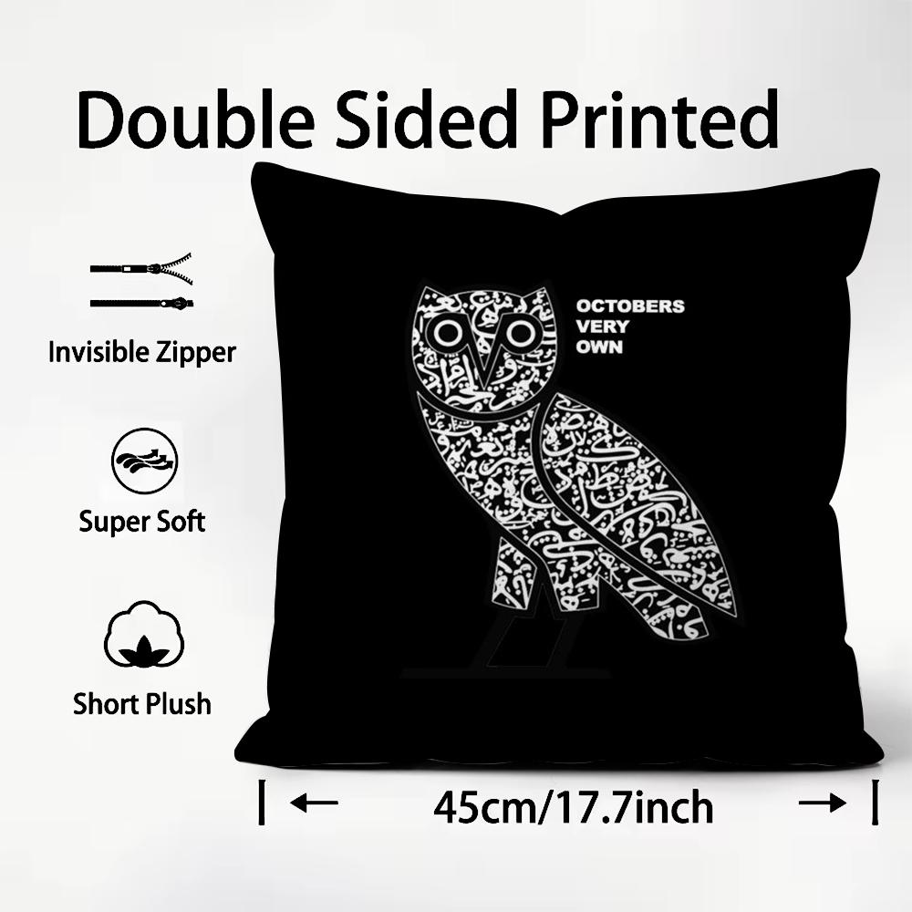 Fashion Brand OOVO Cool Cushion Cover Plush Fabric Soft DoubleSided Printed Sofa Warm Winter Home Child Gift Pillow Case