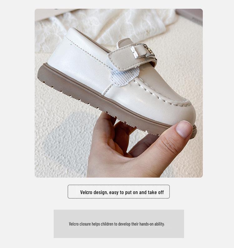 Girls' Velcro Princess Shoes - Soft Sole Leather, 2025 Spring/Autumn Korean Style