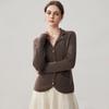 Women's Slim Fit Lapel Cashmere Cardigan - Autumn/Winter 2026 Striped Single-Breasted Elegant Base Layer