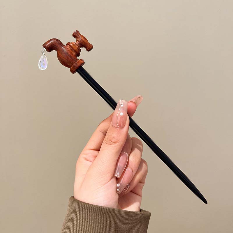 

Винтажная деревянная креативная заколка для волос в форме заглушки для крана, палочка для волос, украшение для волос, головной убор, аксессуары для волос, заколки для волос