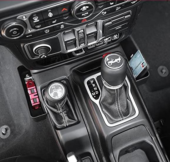 YOCTM Console Box Storage Case for Jeep Wrangler JL Gear Storage Box Center Console Tray Center Armrest Storage Box Custom Part with Mat 2018-2023