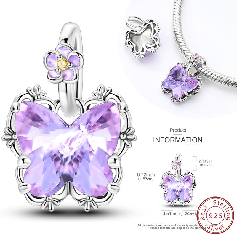 Real Copper Mysterious Purple Series Charms Bead Fit Original Bracelet Pendants Diy Jewelry Gift