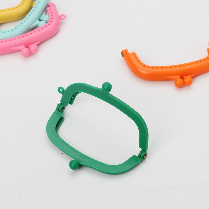 Candy Color Handheld Wallet: 10 Vibrant 8.5cm Curved Plastic Purse Frames with Ear Detail