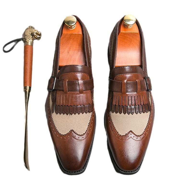 Spring British casual leather shoes men's retro men's flow one-footed cloth flower handsome men's shoes