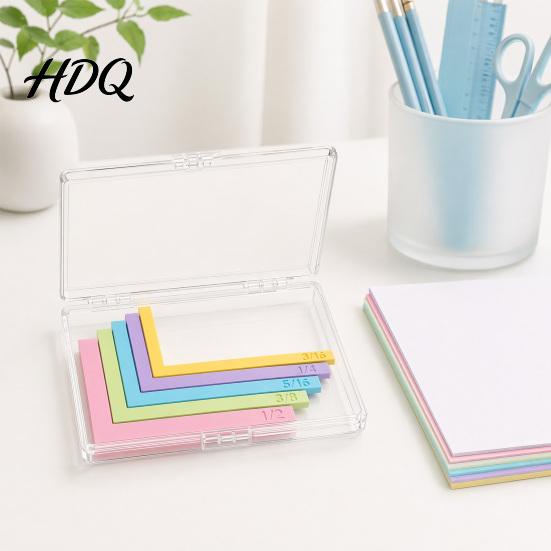 Scrapbook Paper Alignment Crafting Guides with Storage Case 5 Pcs Color-Coded L-Shaped Flat Border Guide Spacers Size Tabs for Card Making