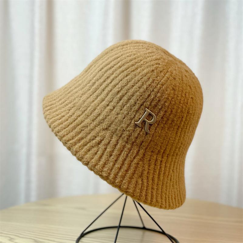 Striped Autumn and Winter Versatile Fisherman Hat Feminine Fashion Bucket Hat Foldable Winter Warmth and Windproof