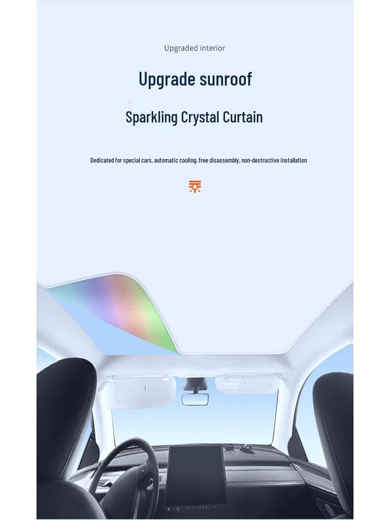 Tesla Model Y/3 Iridescentny Kryształ Lodowy Osłona Przeciwsłoneczna - Ochrona Szyberdachu i Izolacja Termiczna
