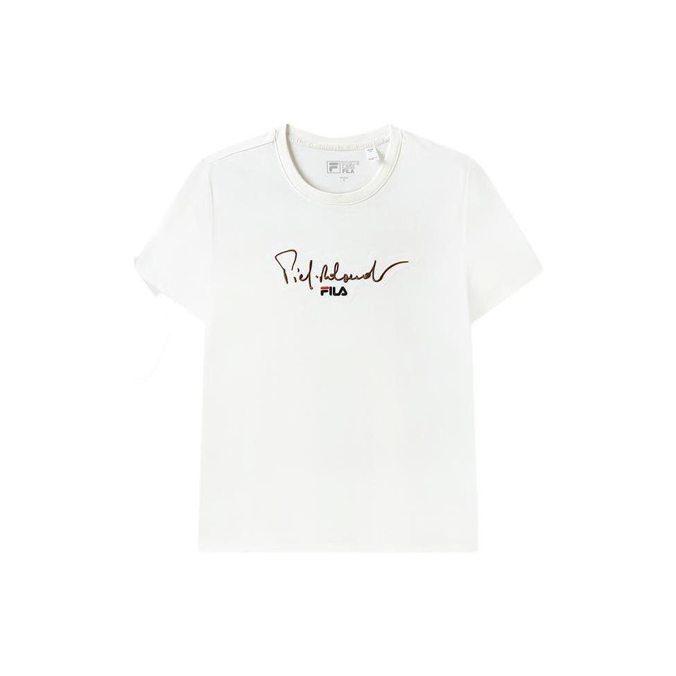 

New FILA Drop Shoulder Sleeve T Shirt Women s Cloud White F51M328102F-WT L