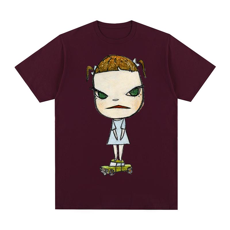 Yoshitomo Nara GIRL ON GREEN CAR Vintage Tshirt Funny Cute Cartoon Anime Cotton Unisex T shirt New TEE TSHIRT Womens tops