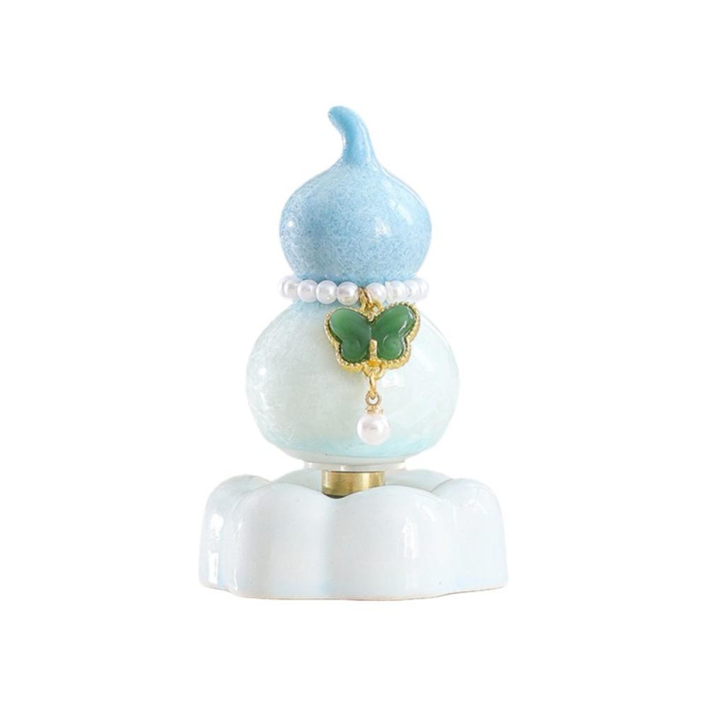 360° Rotation Ceramic Calabash Statue Multicolored Lucky Gourd Statue Exquisite Ceramic Figurine Table Decoration