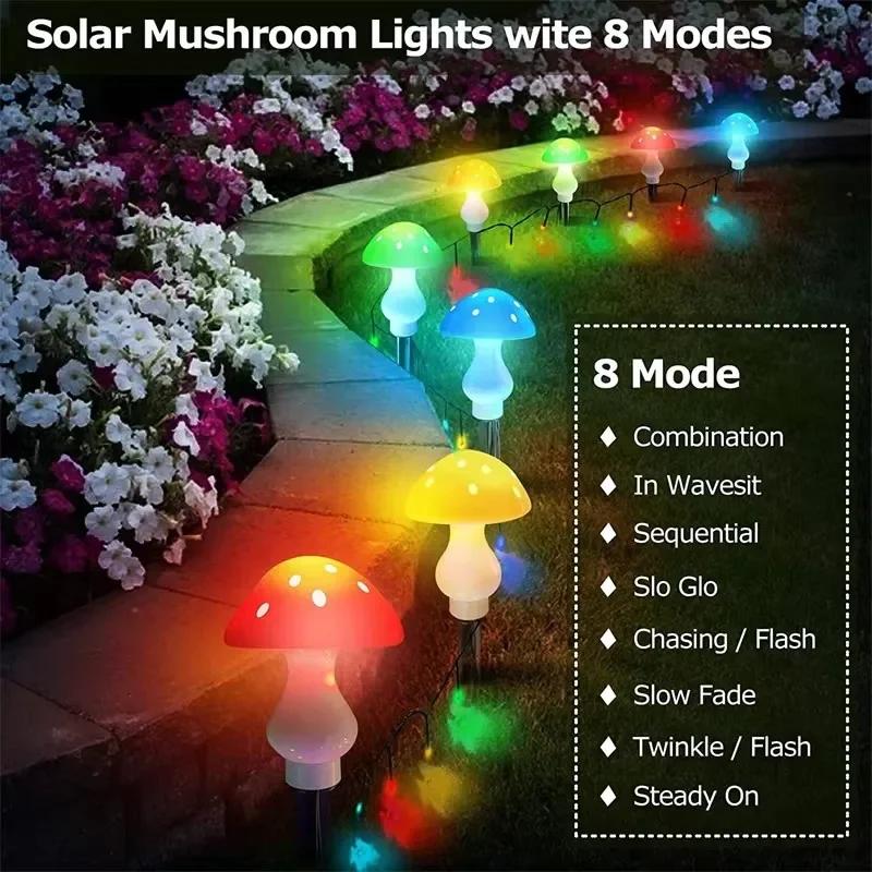 Creative Solar Mushroom Lights Outdoor LED Garden Lamp Waterproof Pathway Landscape Lights for Home Patio Lawn Christmas Decor