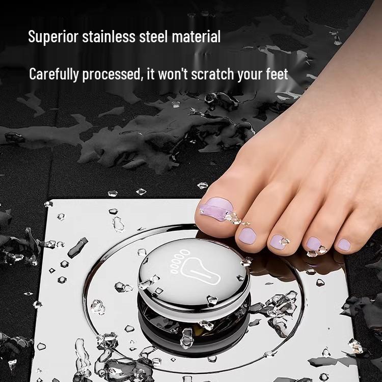 Universal Odor-Proof Bathroom Floor Drain Cover with Anti-Backflow Seal and Foot-Operated Design