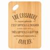 Cutting Board - PLANETEE - Rectangular - Bamboo 30x20x1 Cm - Engraved Message «A Cassandra Also Brilliant» - Hole 24 Mm
