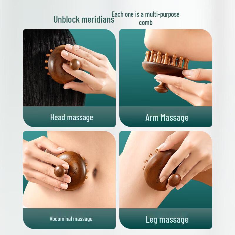 Creative Art Gold Silk Sandalwood Round Massage Comb