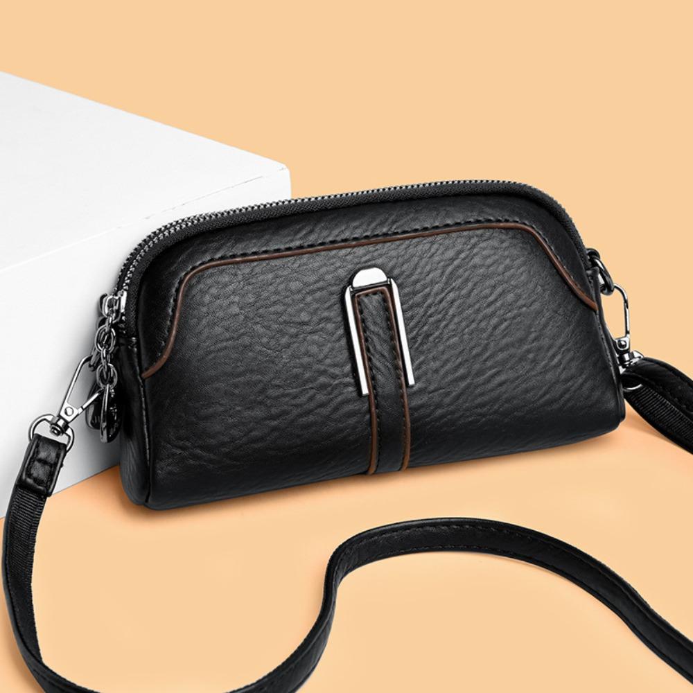 Waterproof Commute Shoulder Bag PU Leather Messenger Bag Portable Crossbody Bag Students