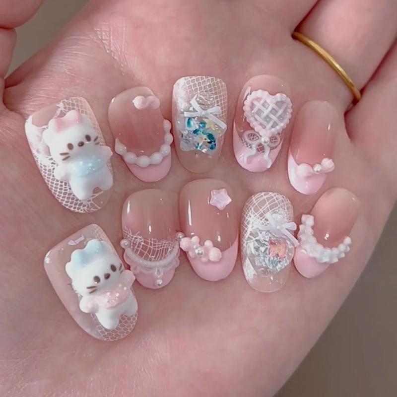 1Pcs High Transparency Cream Lace Cat Nail Art Silicone Mold 3D Diy Design Silicone Nails Mold Decoration Jewelry Accessories