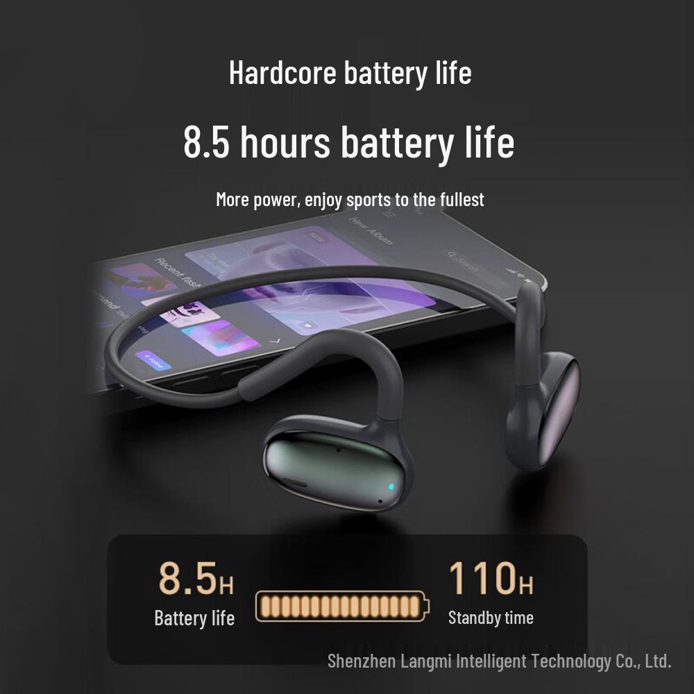 Słuchawki sportowe Bluetooth z przewodnictwem powietrznym: Wodoodporny, Odporny na pot, Konstrukcja z zaczepem na ucho, Długa żywotność baterii