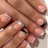 Easy To Wear False Nail Featuring Curved Dot Geometric Design In Pink Brown Tints For Everyday Charm
