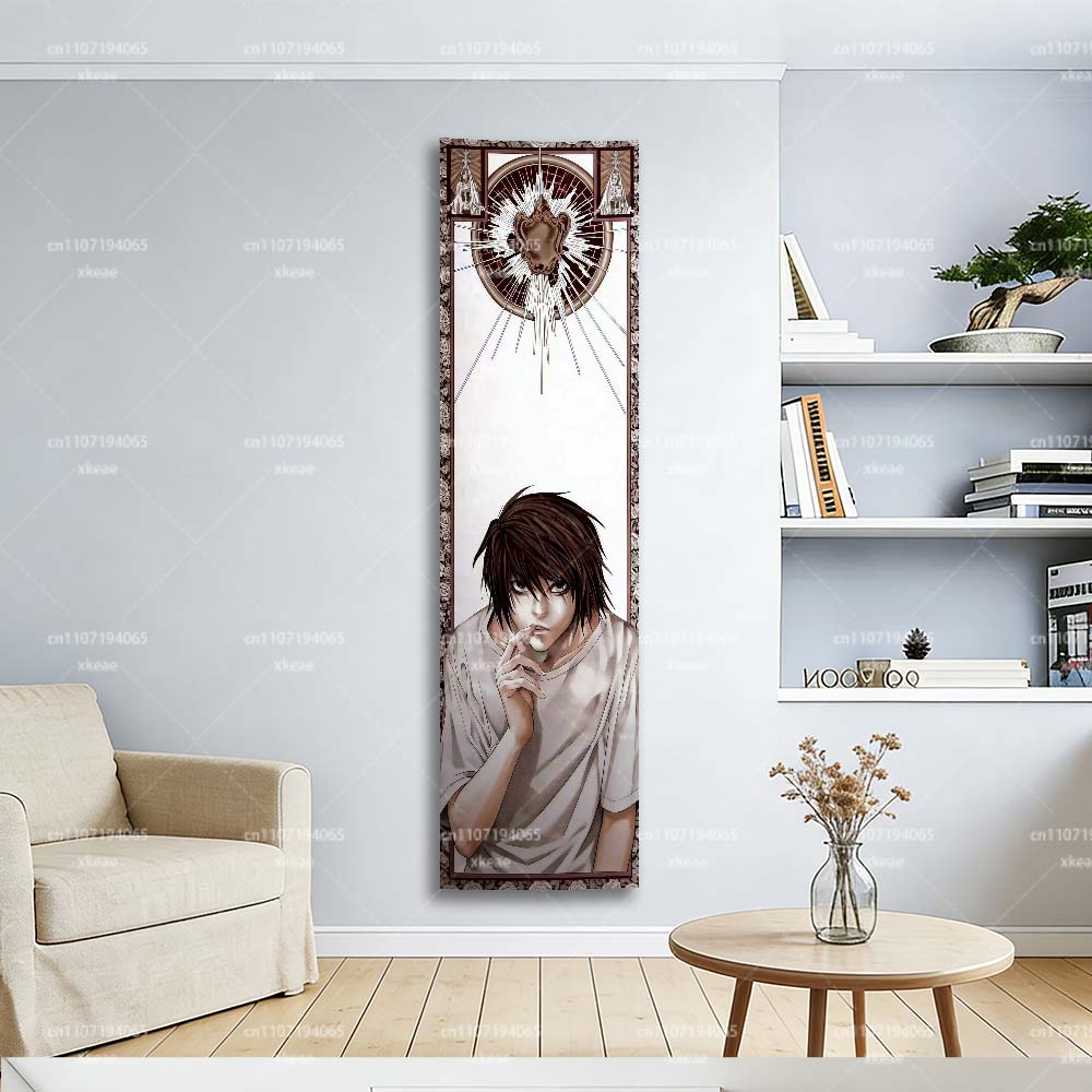 1Pc Death Note L Lawliet Long Tapestry, Anime Manga Wall Hanging, 2D Print Decor For Bedroom, Game Room & Otaku Home Decor Print