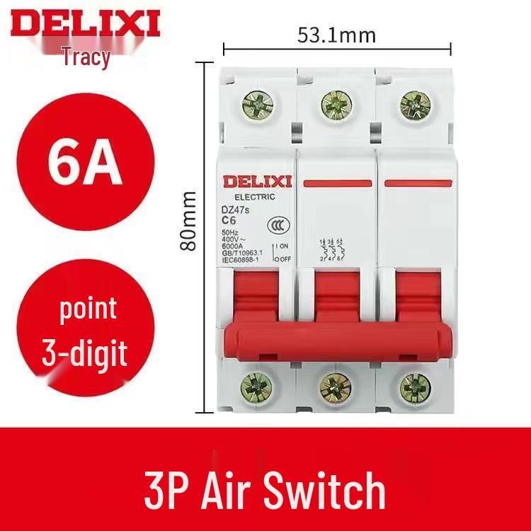Delixi Air Circuit Breaker: 1P, 2P, 3P, 4P Options for Household and Three-Phase Systems (25A, 32A, 40A, 63A)