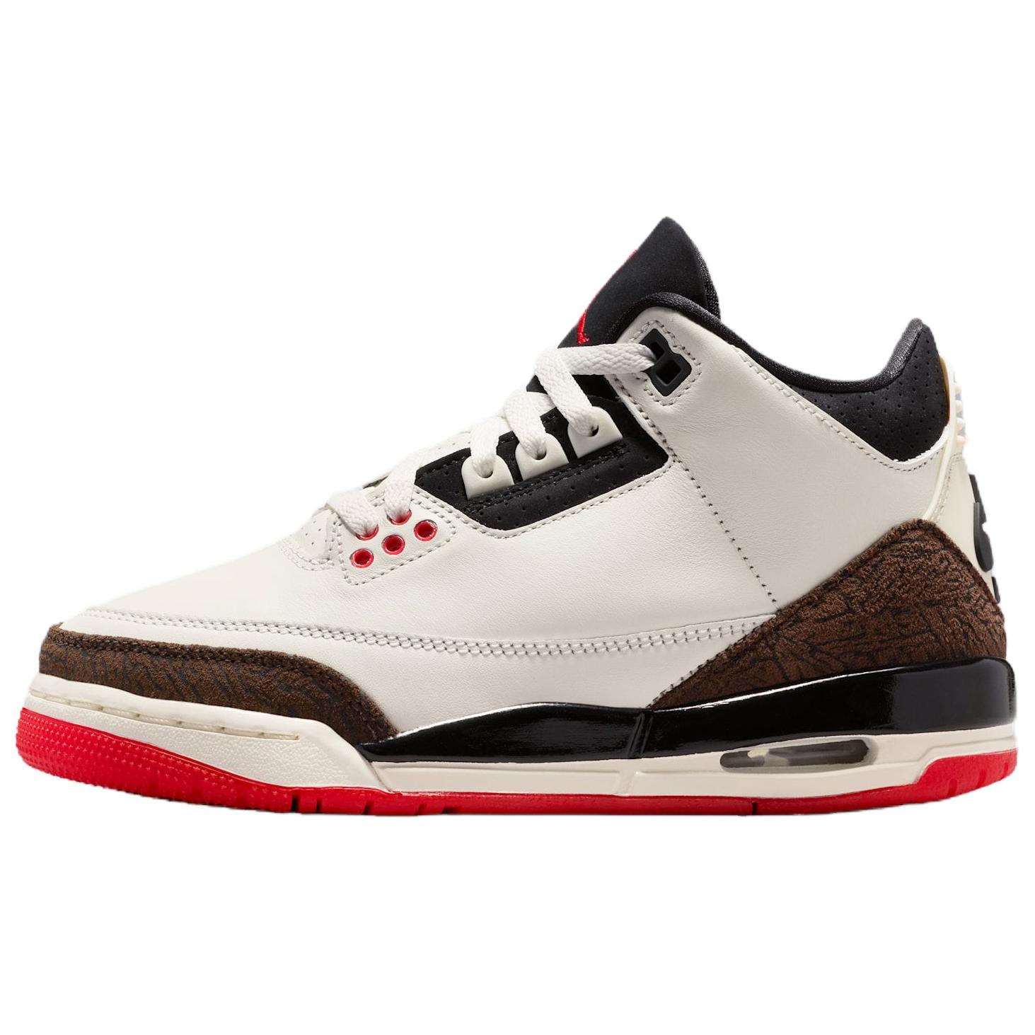 Jordan Boys White/Black/Red Air 3 Retro Og Gs Worlds Best Dad Kids Sneakers Sail -University-Pale-Ivory-Palomino Dm0967-103 Cm