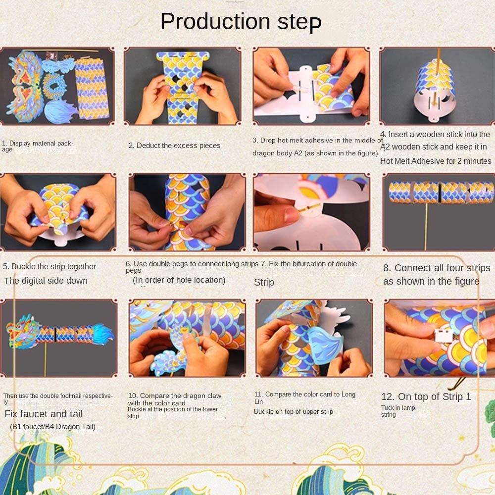 Handliche Kinder-Loong-Laterne PVC Handgefertigte Drachenlaterne Hanfu-Accessoires