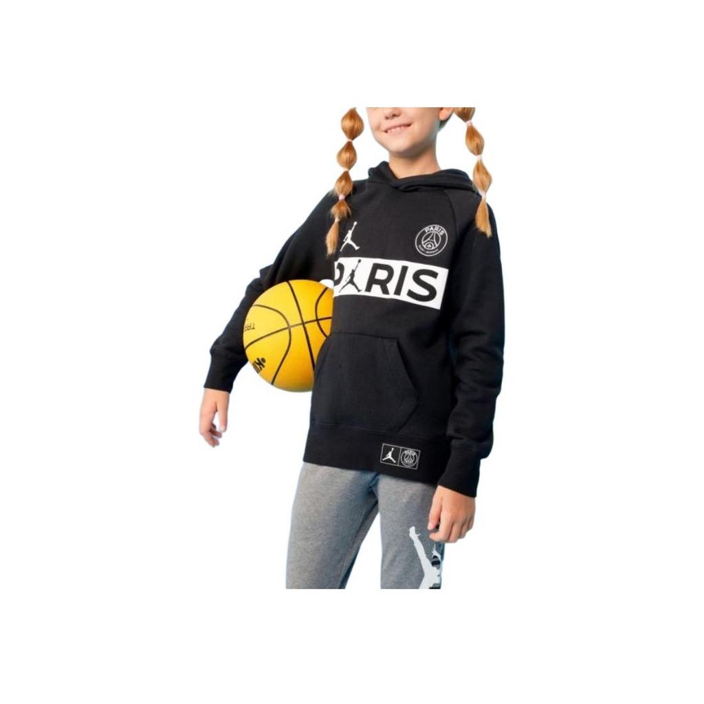 Jordan X PSG Collaboration Kids Solid Color Printed Logo Letter Hoodie Kids Hoodies Black 956618-023