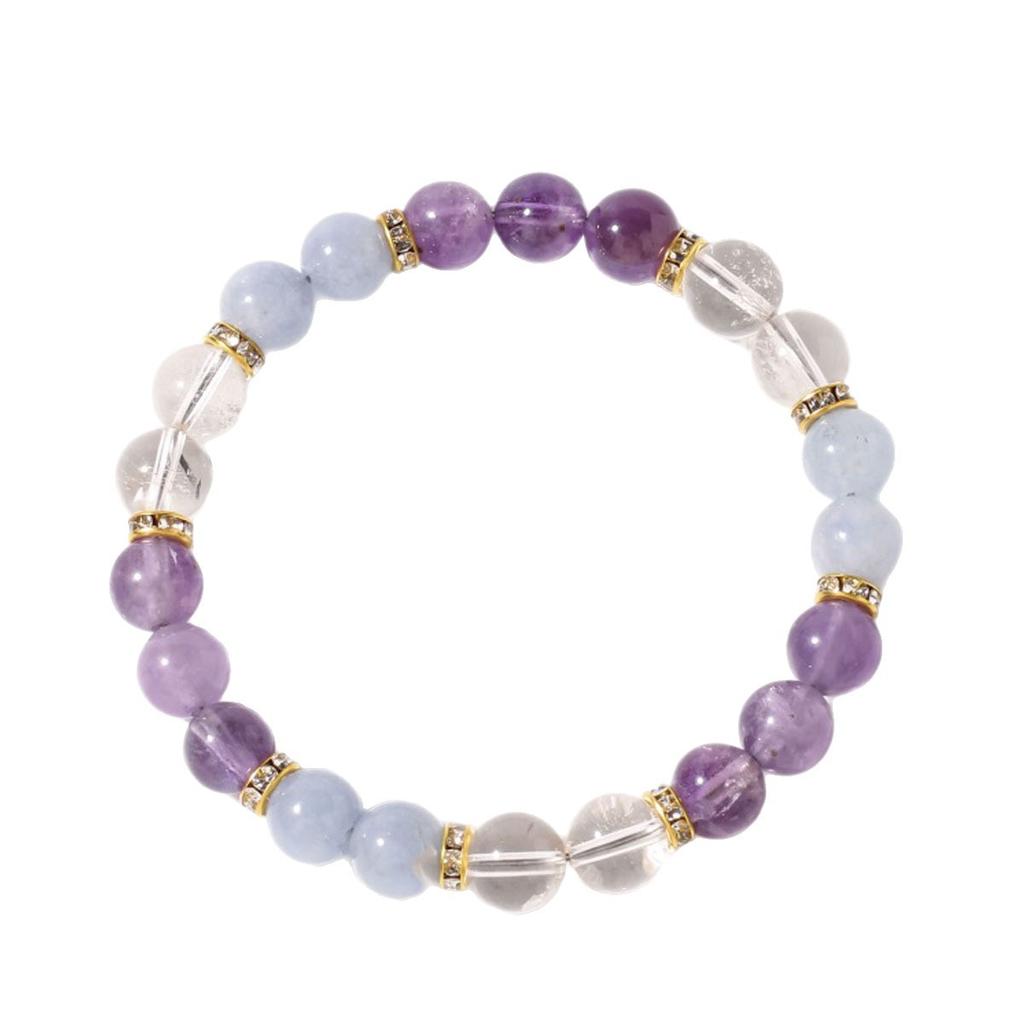 Festive Gifts Amethyst Aquamarine Clear Crystal Beaded Bracelet Natural Spiritual Fashion Jewelry For Women Daily Wear Gift Ideal For Clarity