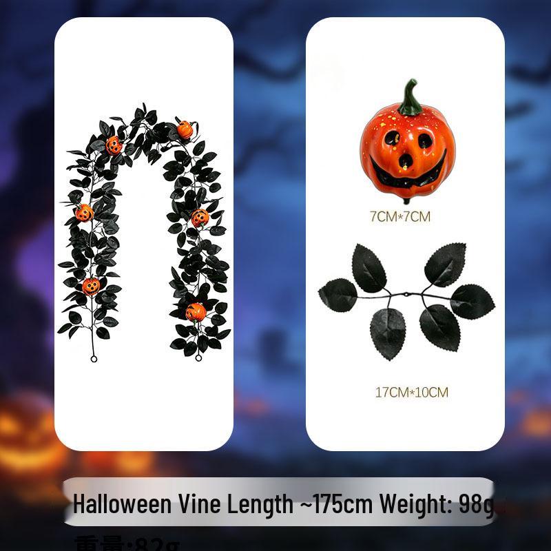 Halloween Black Pumpkin Rose & Maple Leaf Vine for Thanksgiving & Outdoor Decor