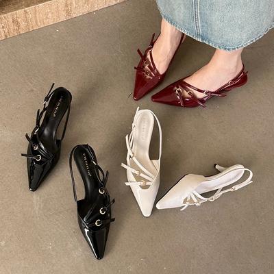 Modedesigner Schmalband Schnallenriemen Pumps Damen Sexy Dünne Absätze Hochzeit Bankett Kleid Spitz Zehen Pantoletten Damenschuhe