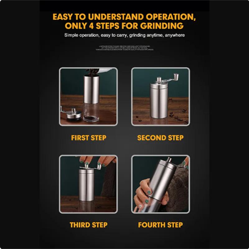 Kaffebönsmalare Portabel Träådring Rostfritt Vev Hand Hand Kaffekvarn Köksverktyg Kvarn Kaffekvarn