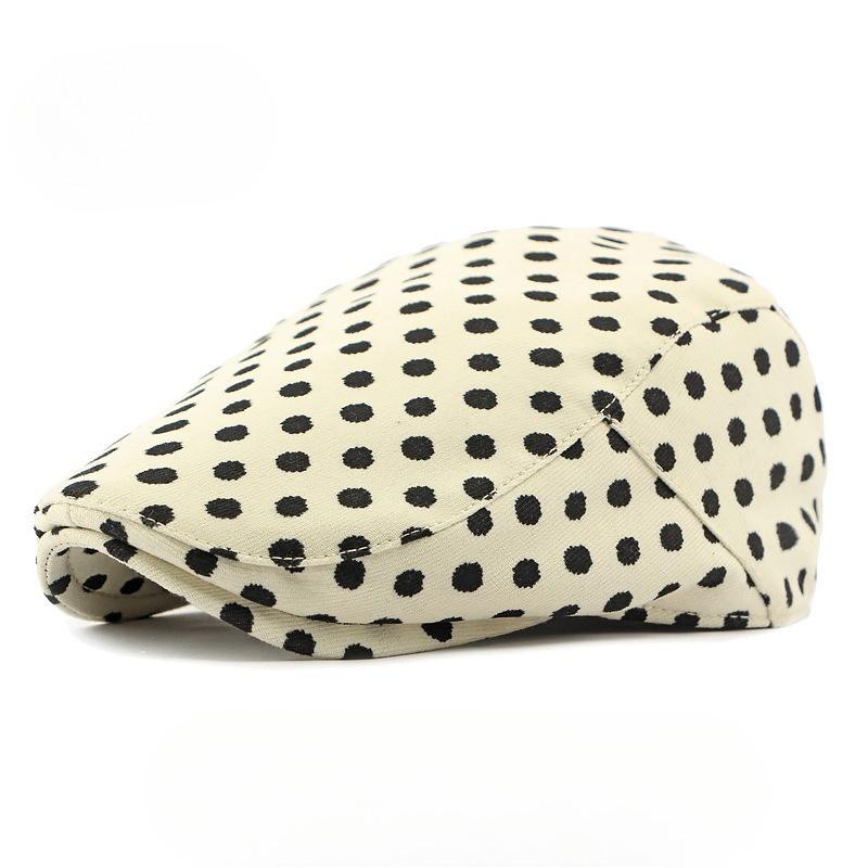 Vintage Corduroy Flat Cap for Women Leopard Print Floral Cabbie Hat Retro Polka Dot Newsboy Beret Autumn Winter Warm Peaked Cap