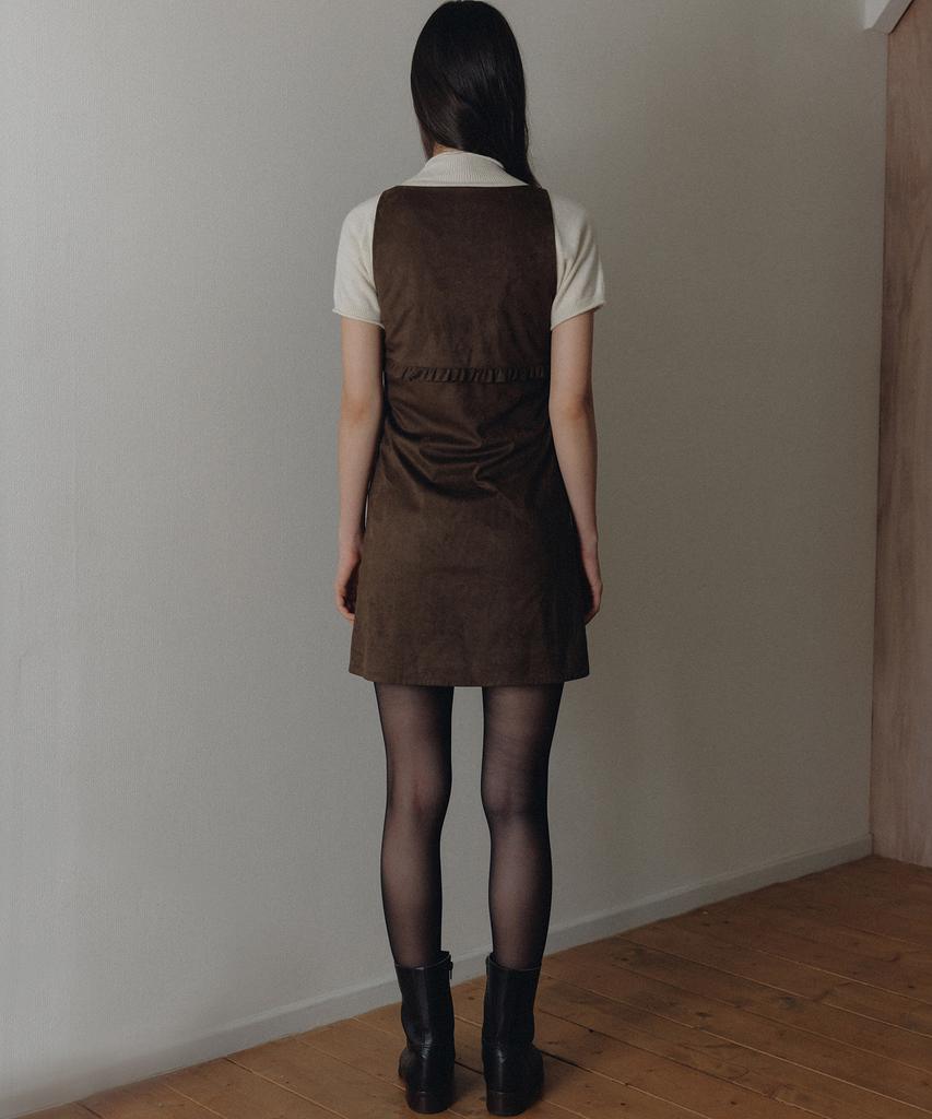 Annies Veta Suede Frill Dress (Brown)