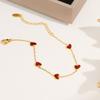 Women's 18K Gold-Plated Wine Red Heart Bracelet, Titanium Steel, French Design
