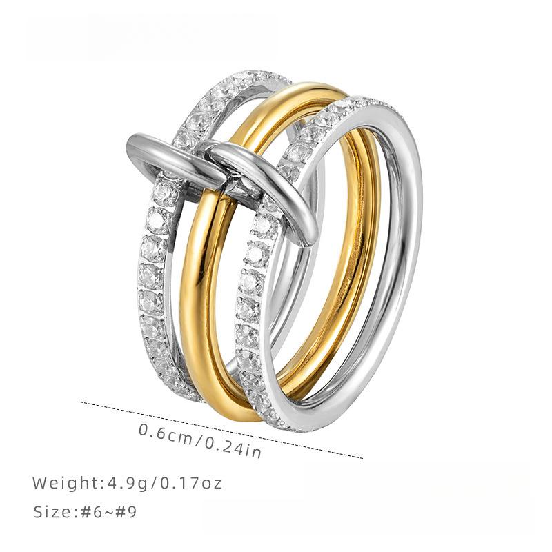 

Новое кольцо с кубическим цирконием, титановая сталь, толстое, с высоким блеском, золотое двойное кольцо 9