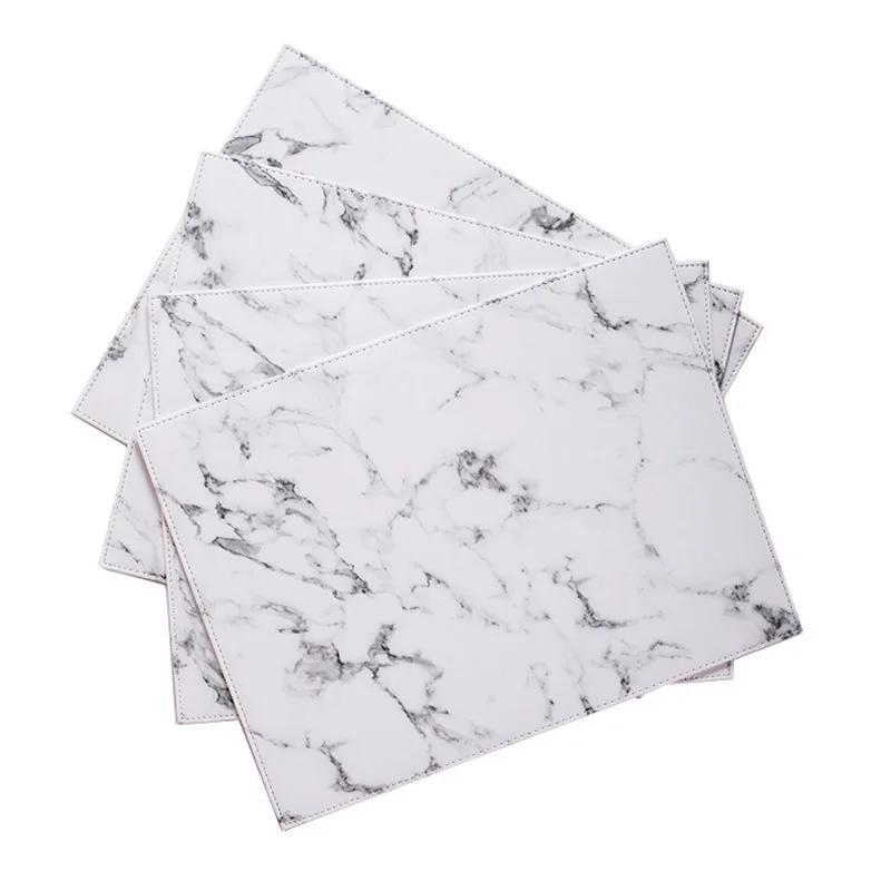 Creative PU Leather Marble Coasters Coffee Coasters Kitchen Placemats Dining Table Black And White Chic Decoration Wholesale