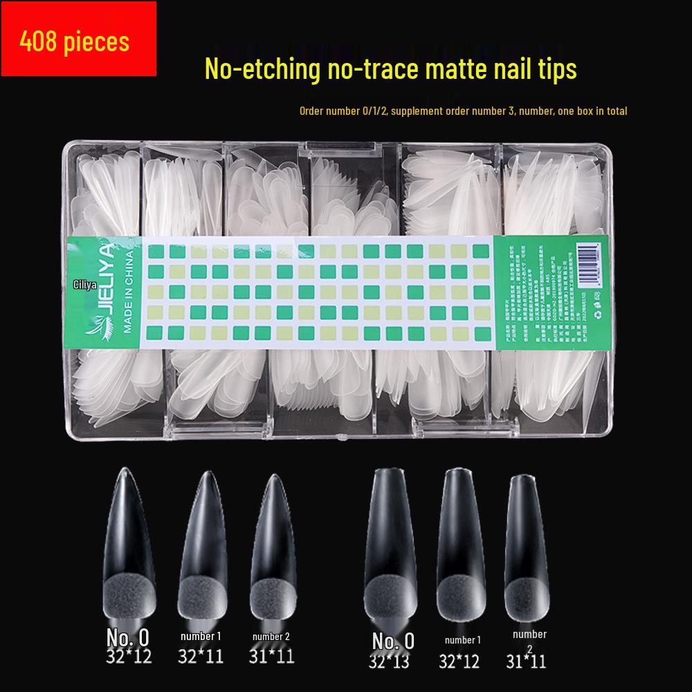 

Boxed Seamless Numbered False Nails Set, 408 Trapezoidal Pointed Tips, No Carving Required
