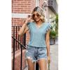 2026 Summer New Women's V-neck T-shirt with Hollow Out Short Sleeves Casual Top