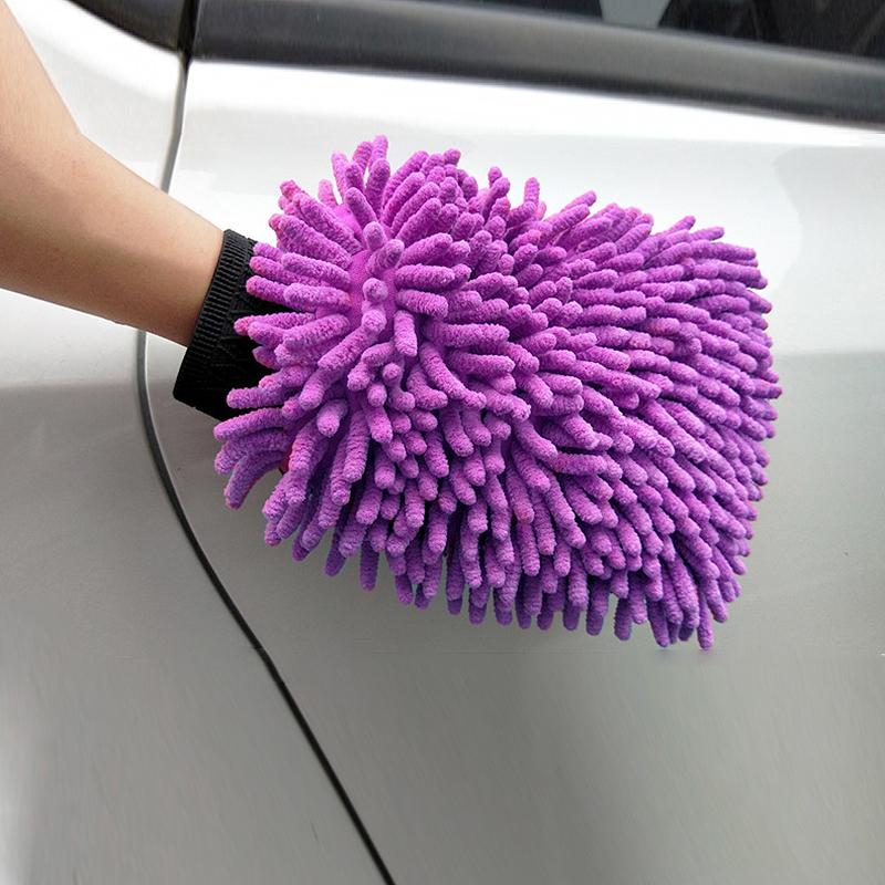 Car wash and wipe car double-sided chenille gloves coral fleece thickened car rag sandwich beauty cleaning tool
