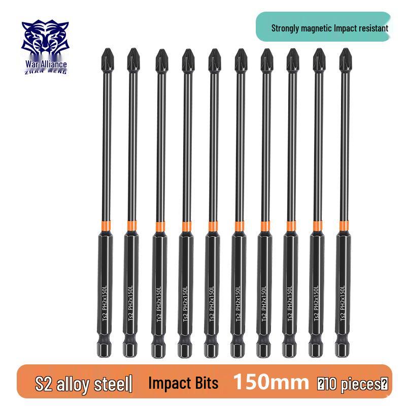 Phillips Magnetic High Hardness Extended Anti-Slip Electric Screwdriver Bit, Hex Shank, Rustproof.