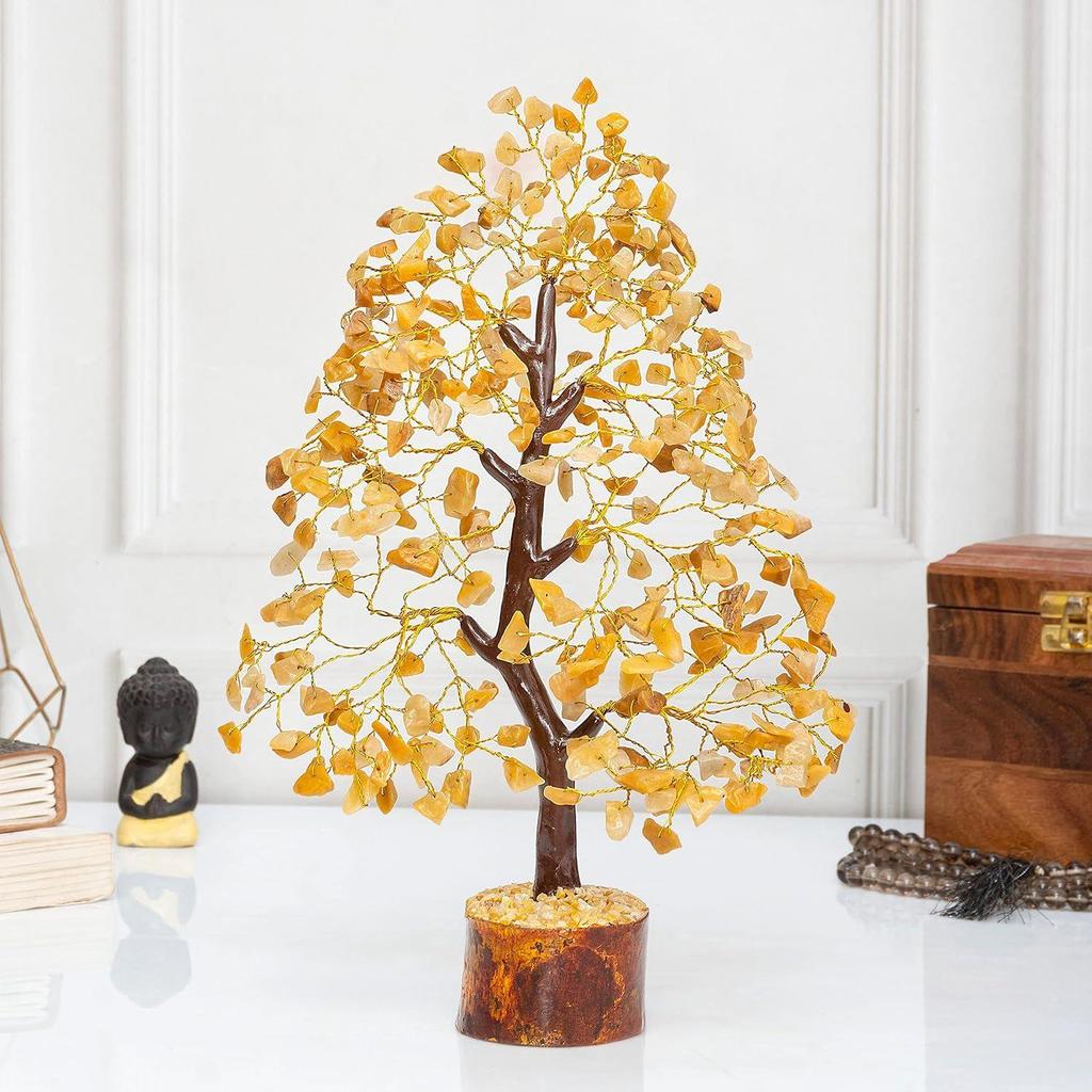 Yellow Aventurine Crystal Tree Good Luck Showpiece for Home Decor Items Crystals Gemstones Bonsai Money Tree for Good Luck, Decoration Gift Item,