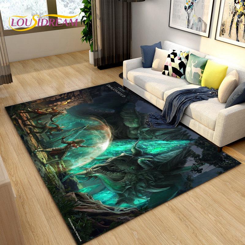 Alfombra grande para gamers de The Elder Scrolls, ideal para sala de estar, dormitorio, sofá, decoración, antideslizante para niños.