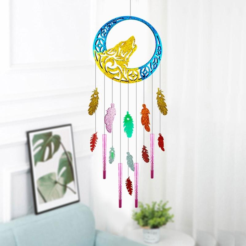 Wolf Feather Glossy Silicone Mold Wall-mounted Wind Chime Mold DIY Keychain Pendant Jewelry Epoxy Resin Crafting Mold