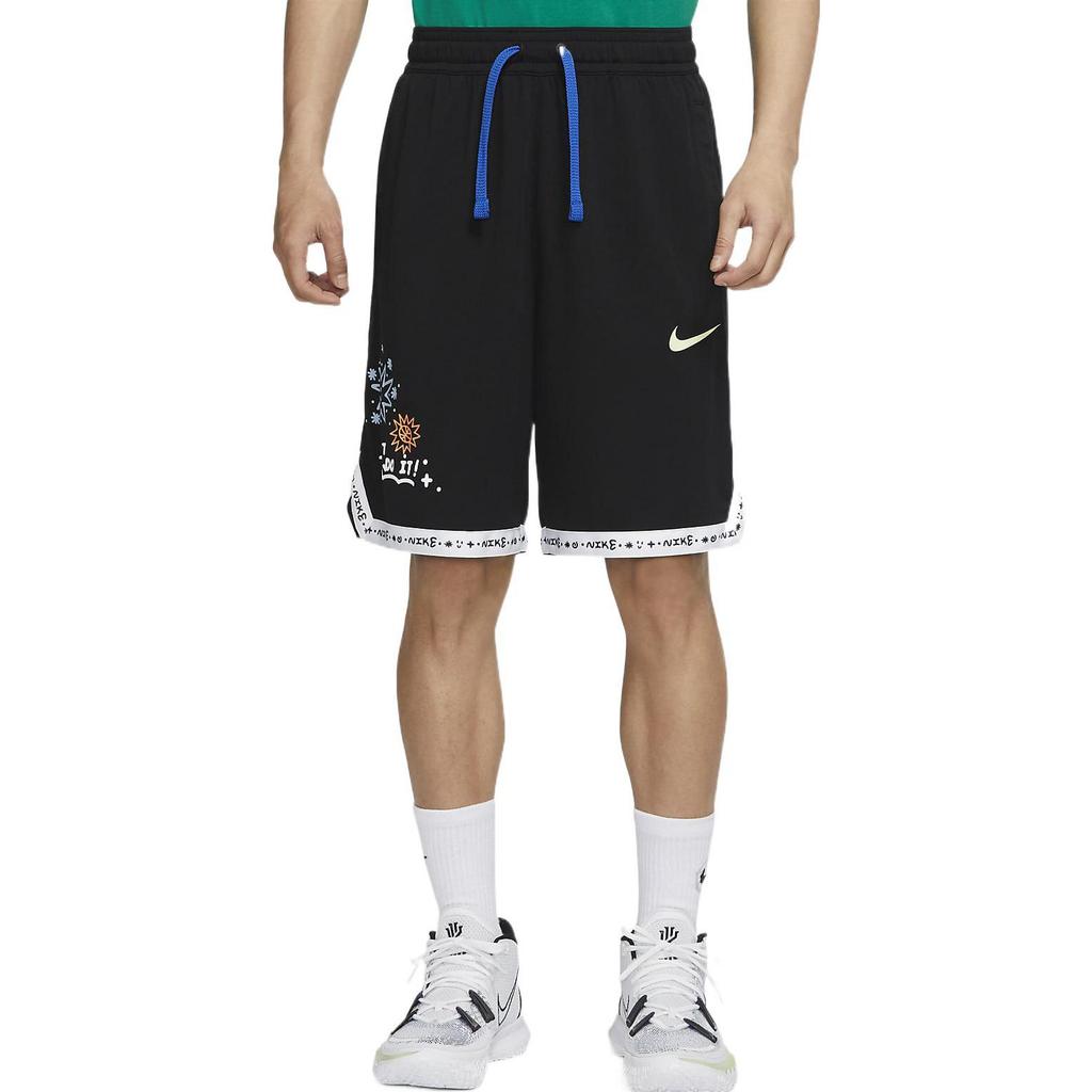 Nike Cartoon Sonnenblumen-Print Lockere Mid-Waist Sportshorts Herrenshorts Schwarz DV3193-010